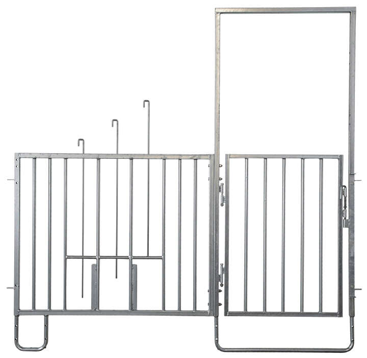 KERBL Modulare Zaunaufstallung Zaunteil mit Tür mit 3 Fressplätzen